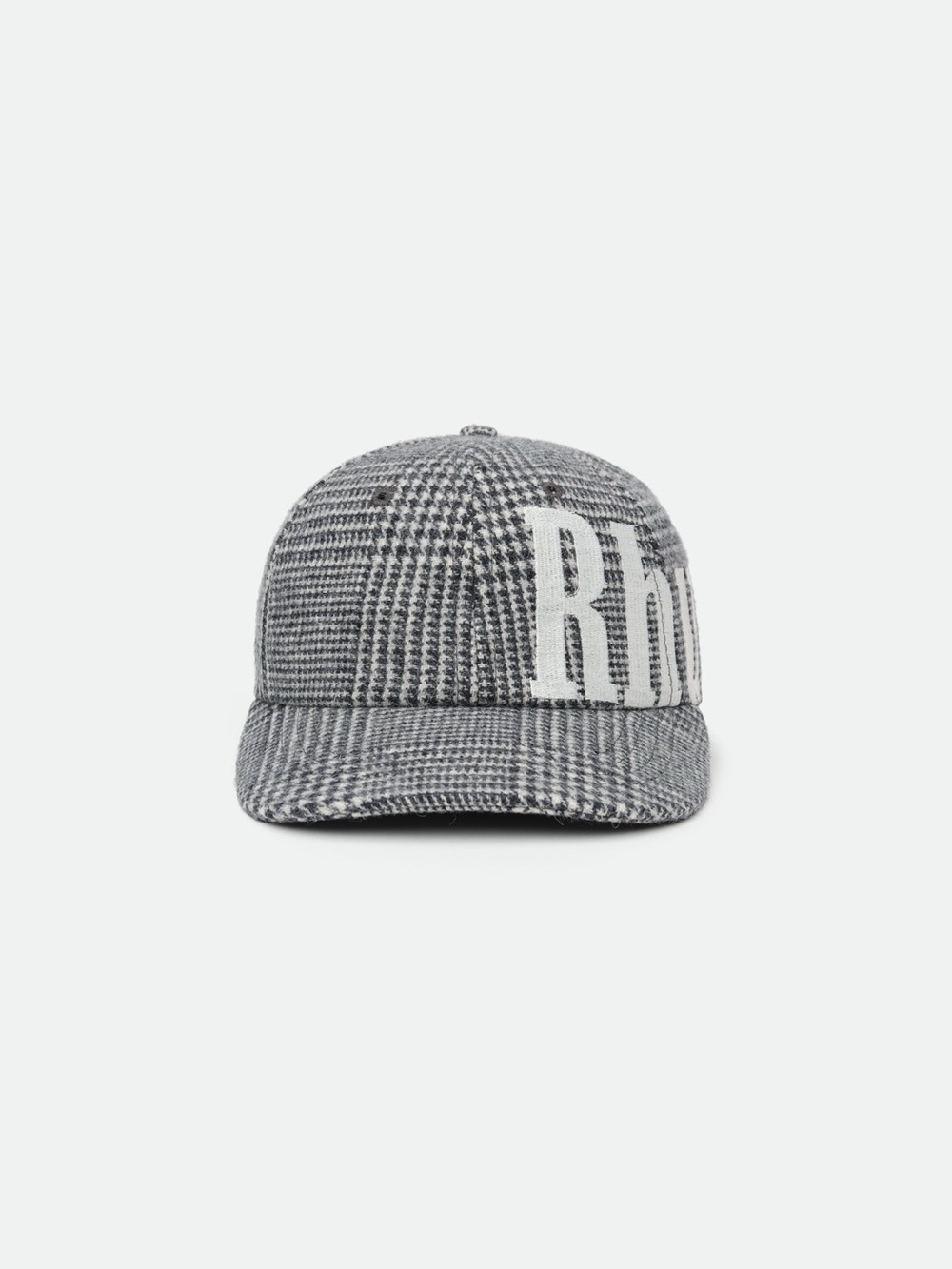 RHUDE Wrap Logo 6-Panel Hat O/S Adjustable Black /White Houndstooth Cotton Cap.